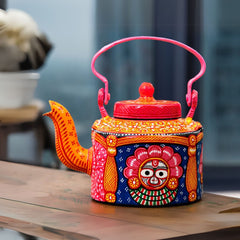 Hand Painted Kettle - Pattachitra (Orange)