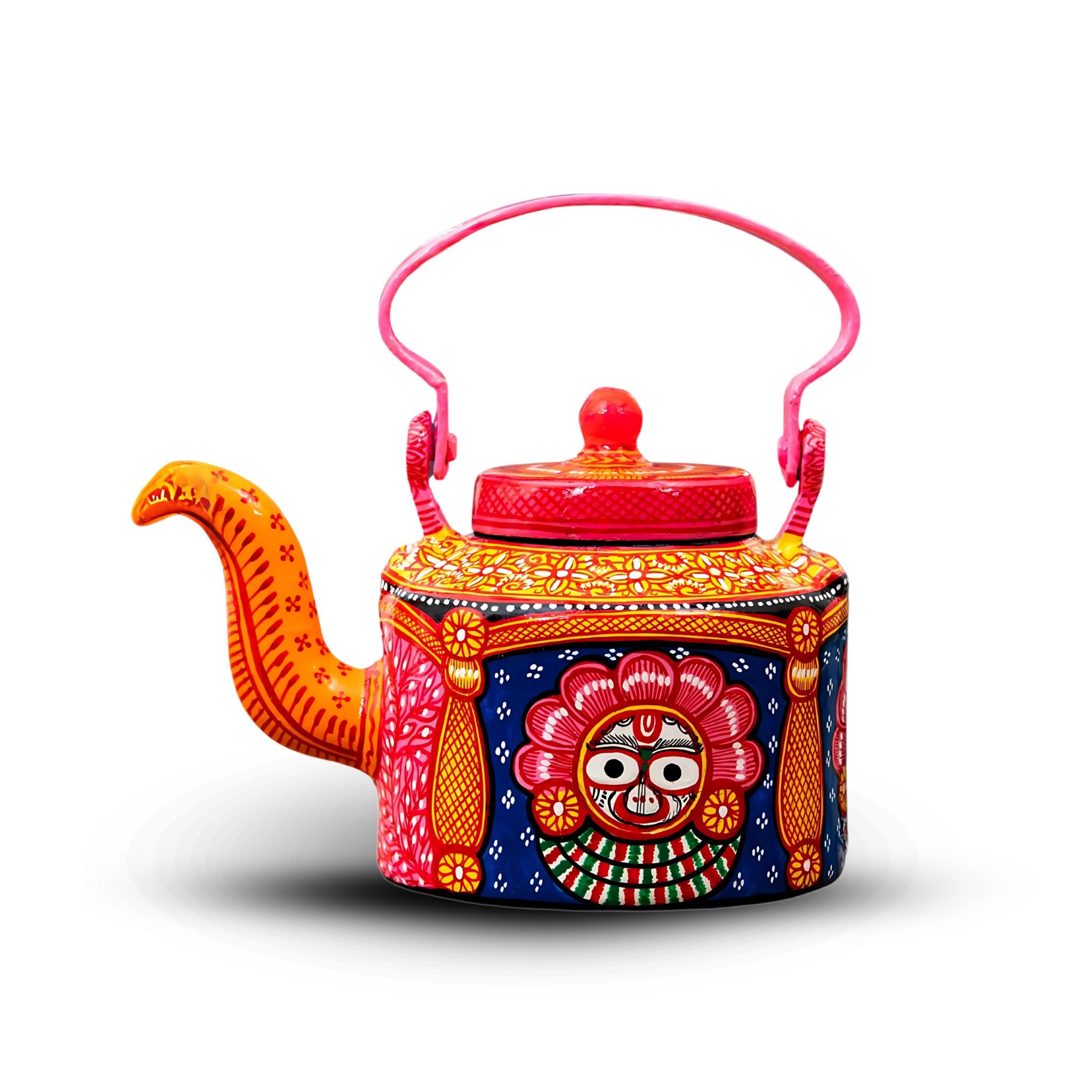 Hand Painted Kettle - Pattachitra (Orange)