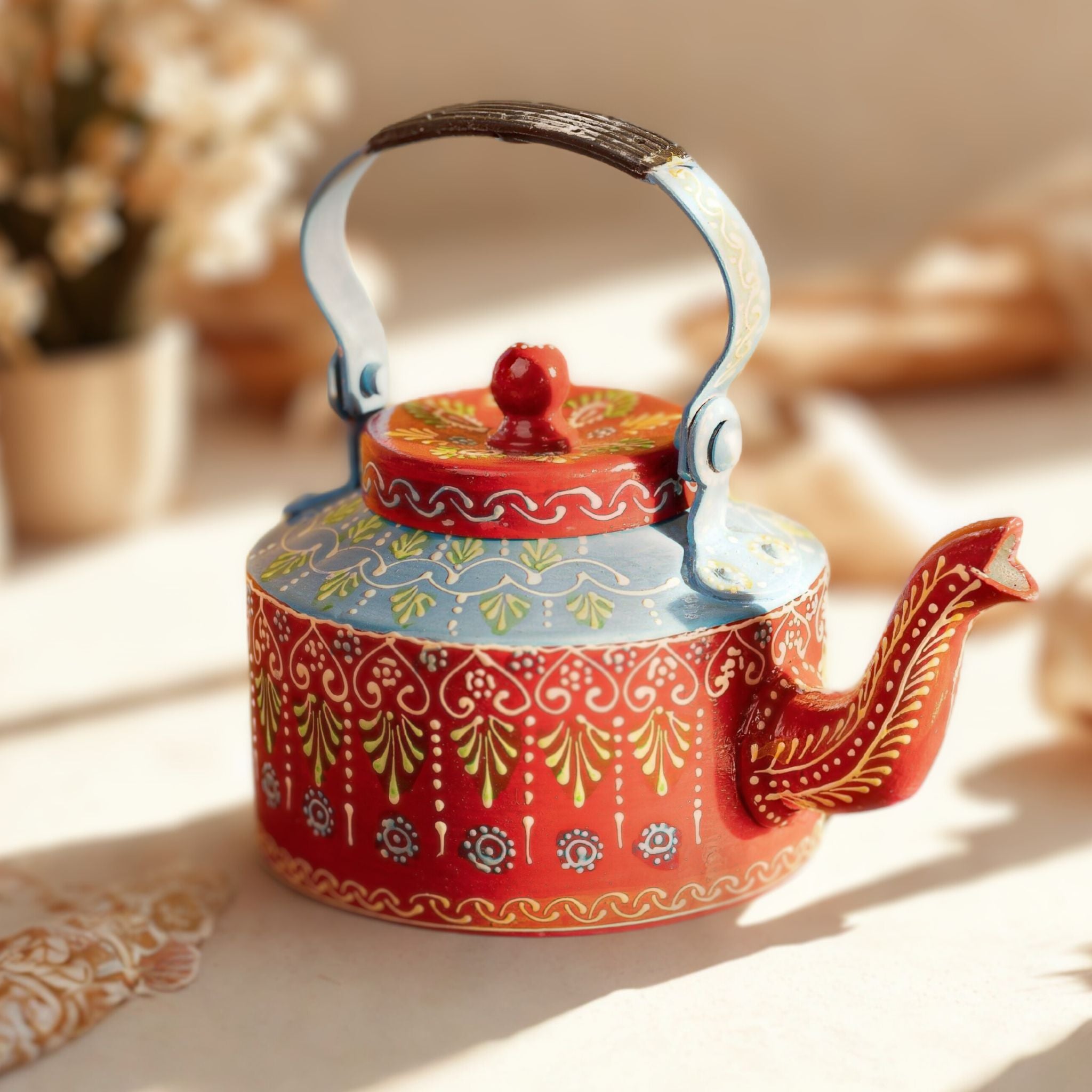 Hand Painted Kettle - Pattachitra (Red)