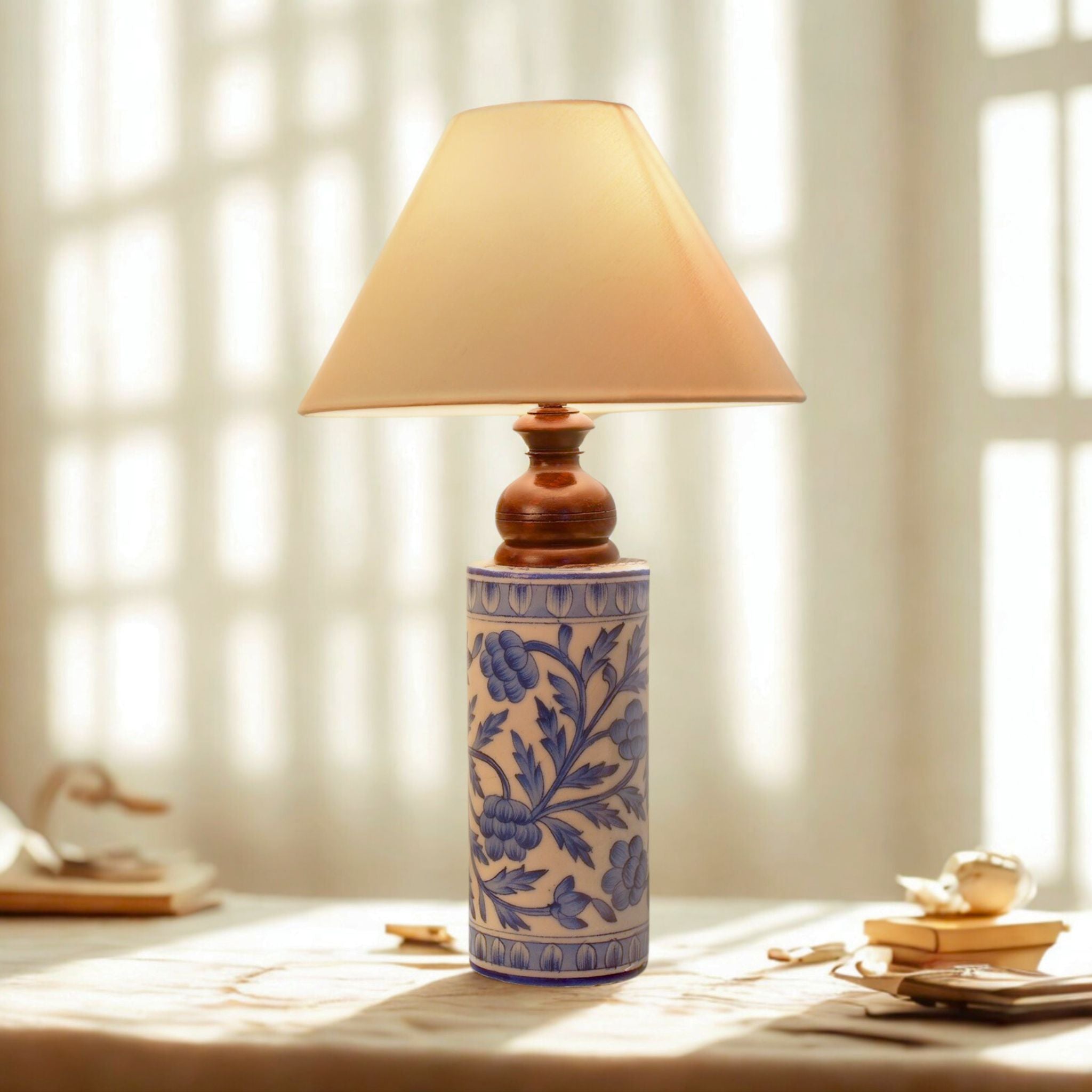 Majestic Table Lamp – Blue Pottery (18")