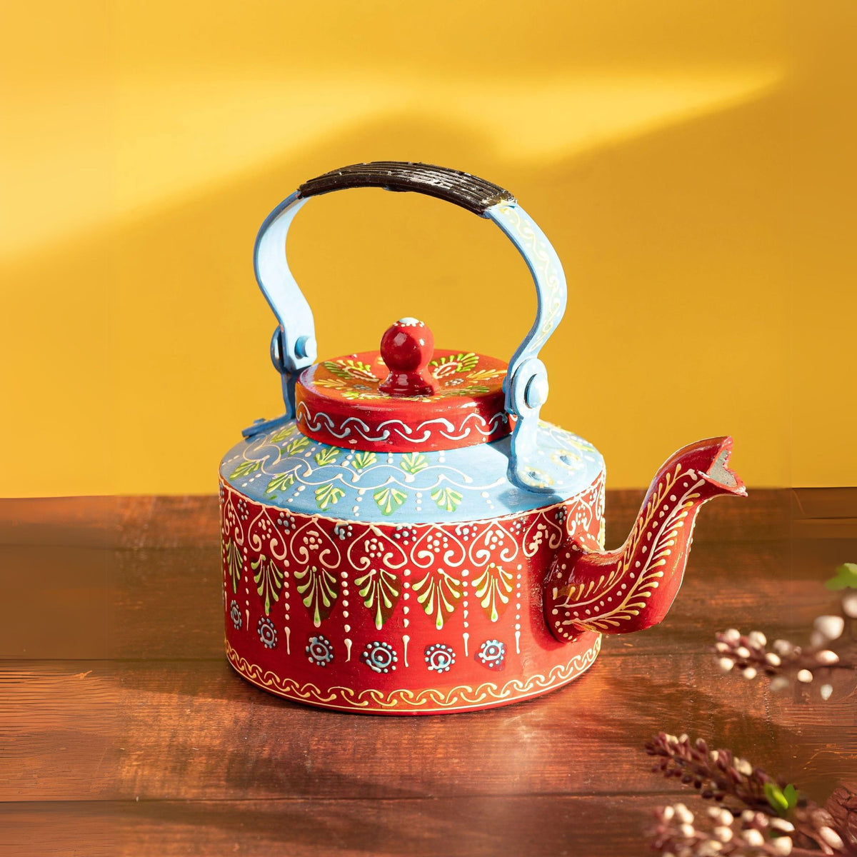 Hand Painted Kettle - Pattachitra (Red)