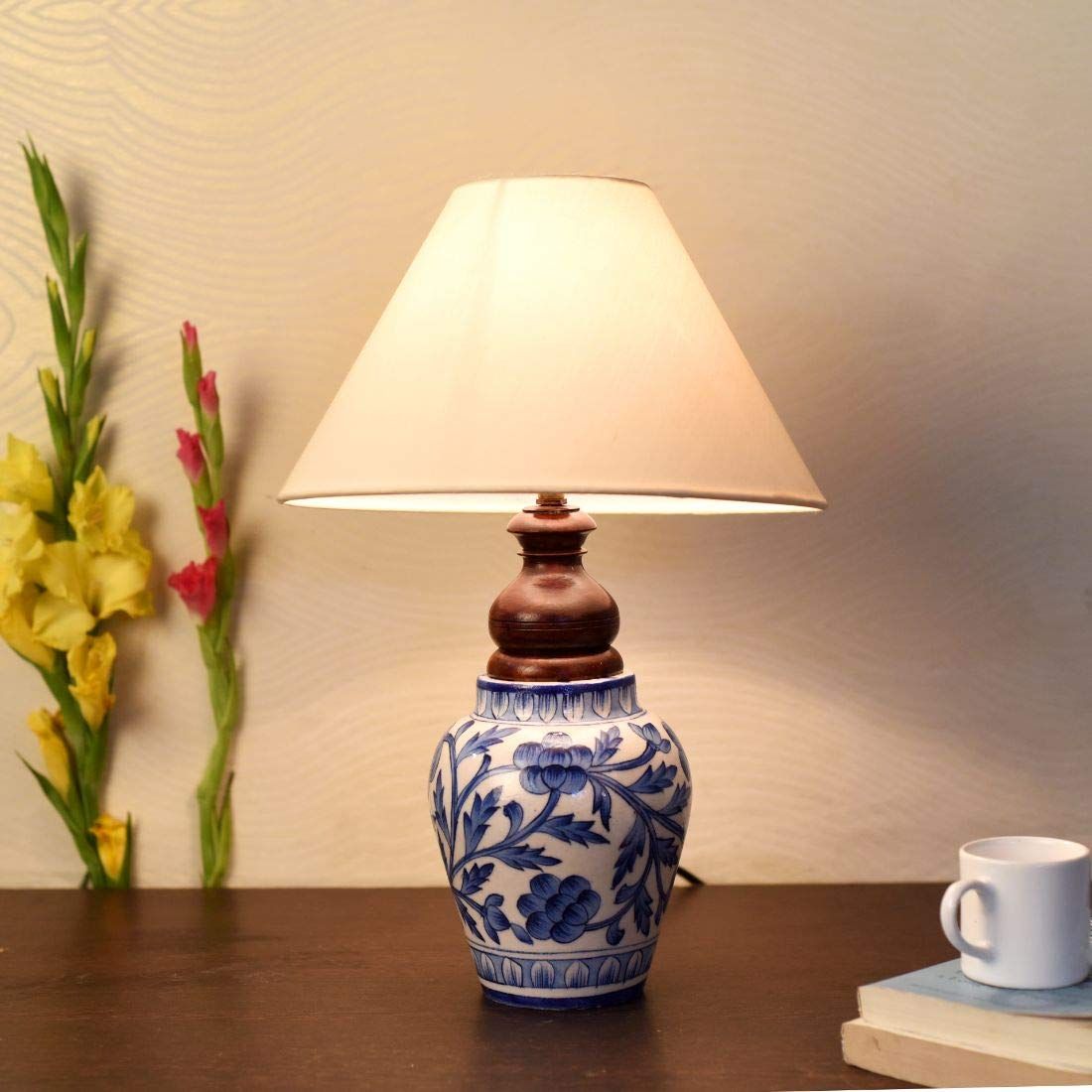 Imperial Blue Pottery Table Lamp – (16.5")